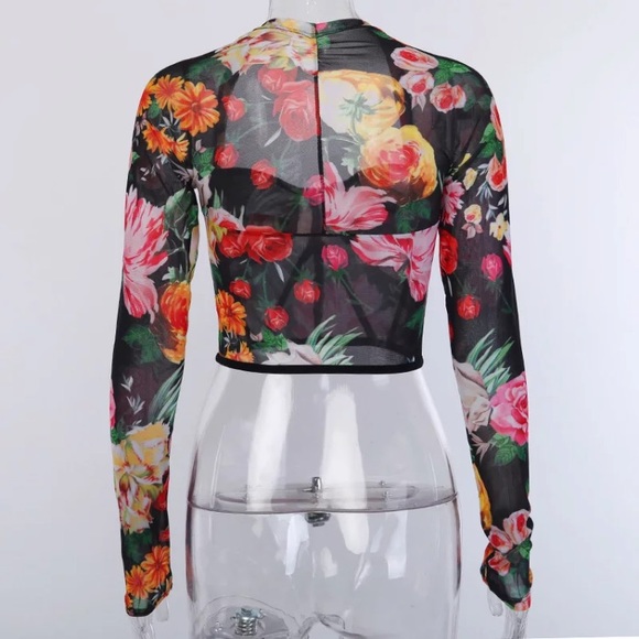 SOLD OUT Floral Mesh Bustier Crop Top - Picture 5 of 16